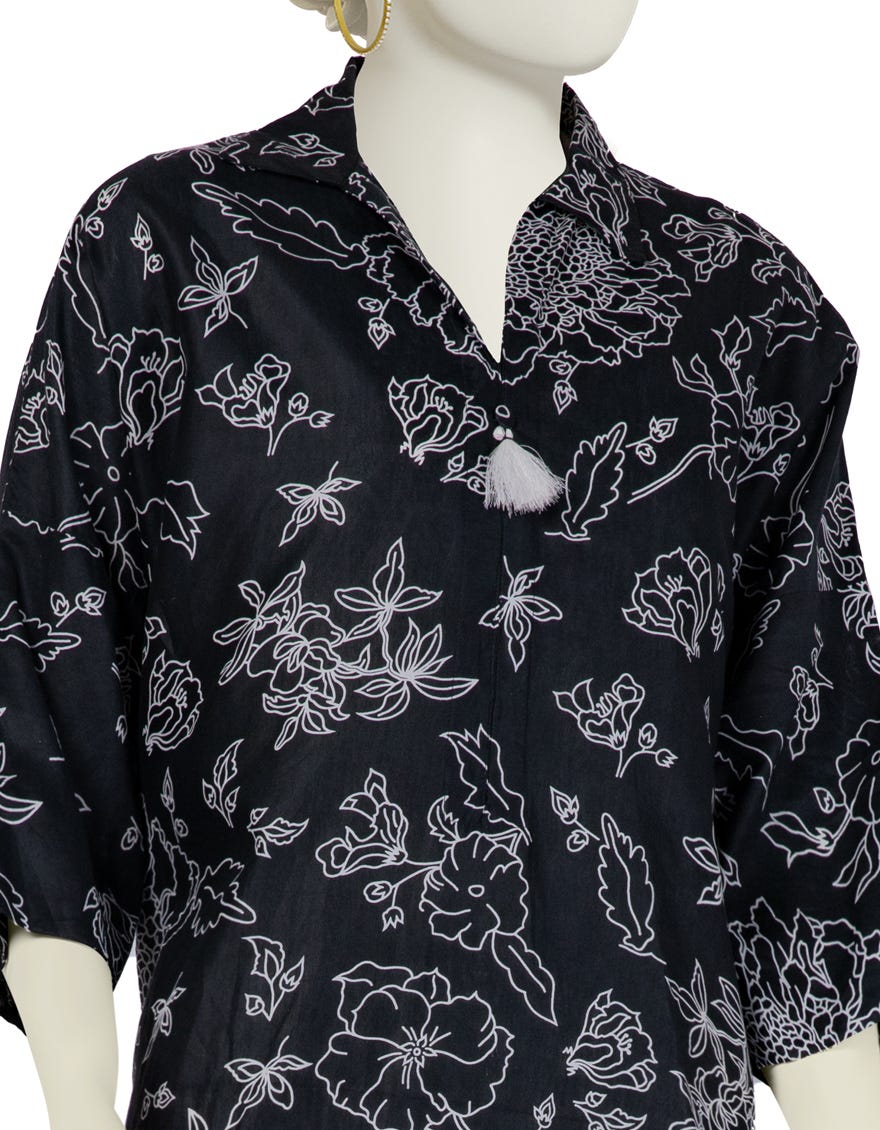 BLACK LAWN PRINTED KURTI