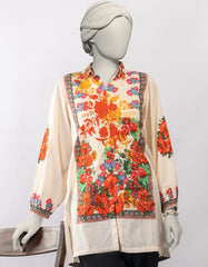 BEIGE DOBBY APPLIQUÉ KURTI