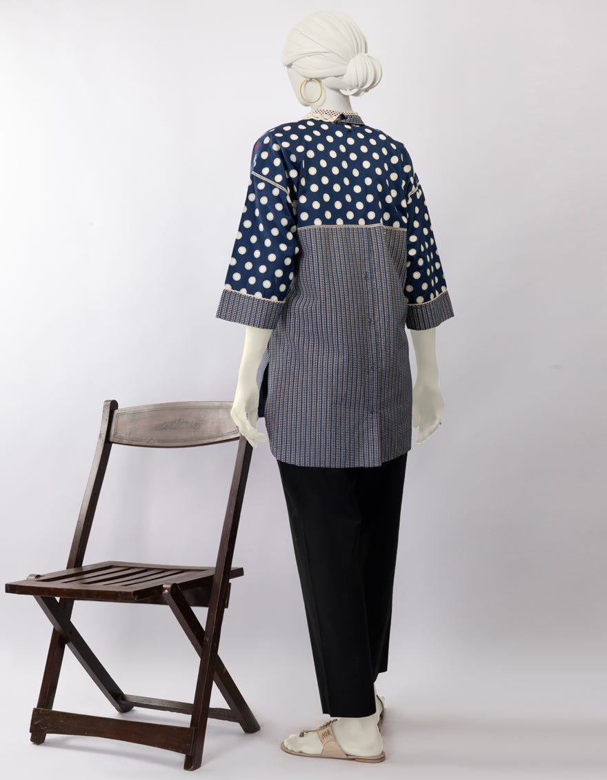 BLUE LAWN DYED KURTI