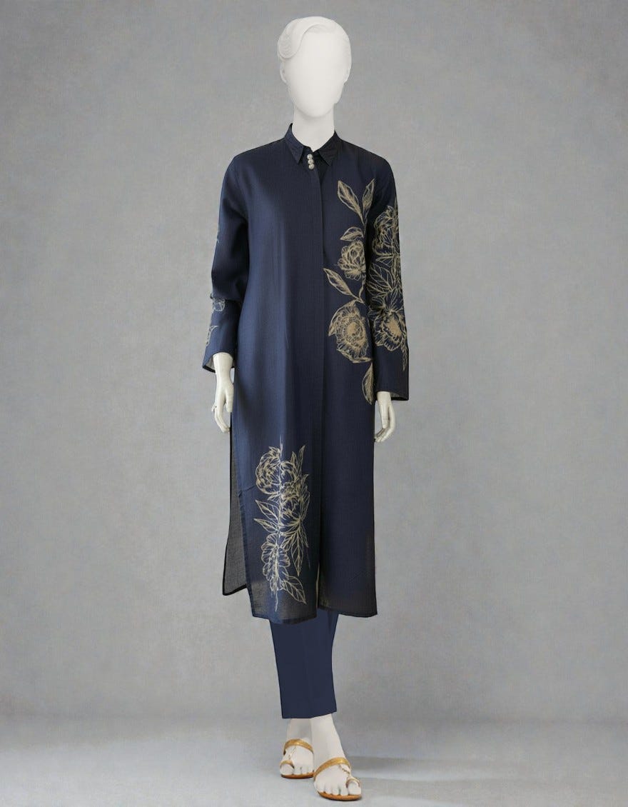 BLUE LAWN DIGITAL PRINTED KURTA