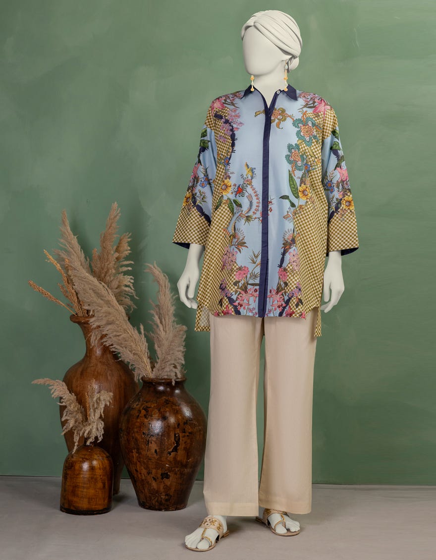 BLUE LAWN DIGITAL PRINTED KURTI