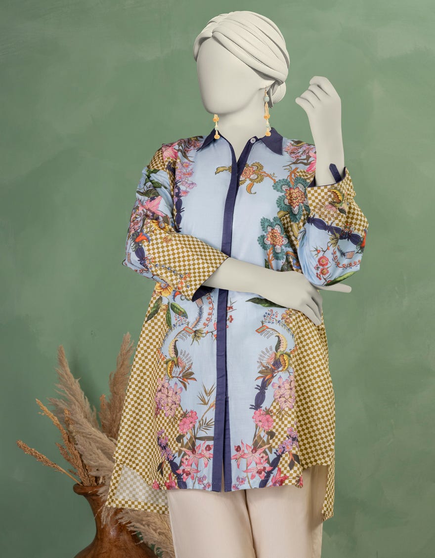 BLUE LAWN DIGITAL PRINTED KURTI
