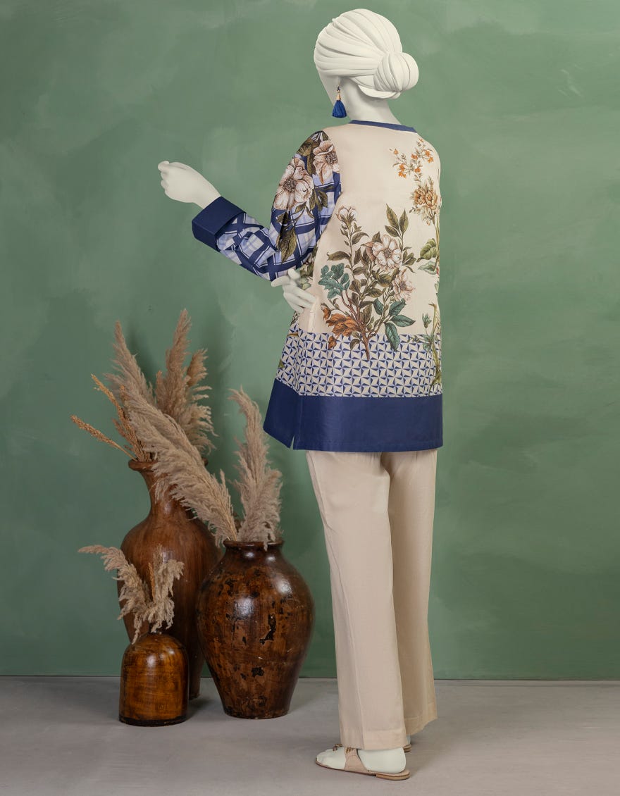 BEIGE LAWN DIGITAL PRINTED KURTI