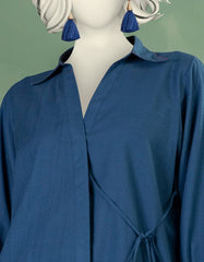 BLUE DOBBY EMBROIDERED KURTI