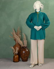 GREEN DOBBY EMBROIDERED KURTI
