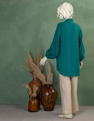 GREEN DOBBY EMBROIDERED KURTI