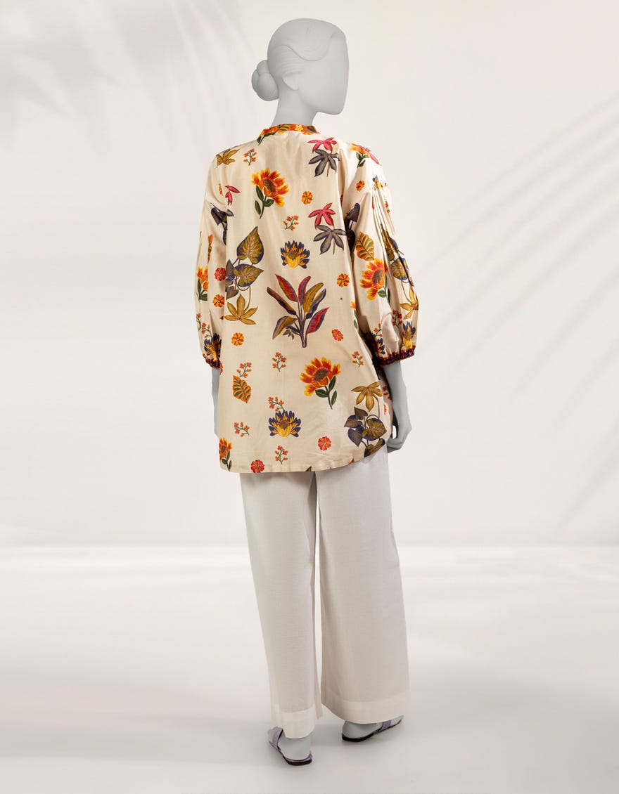 BEIGE LAWN DIGITAL PRINTED KURTI