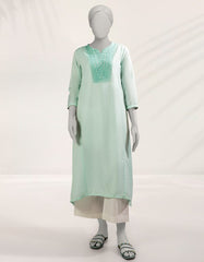 GREEN DOBBY EMBROIDERED KURTI