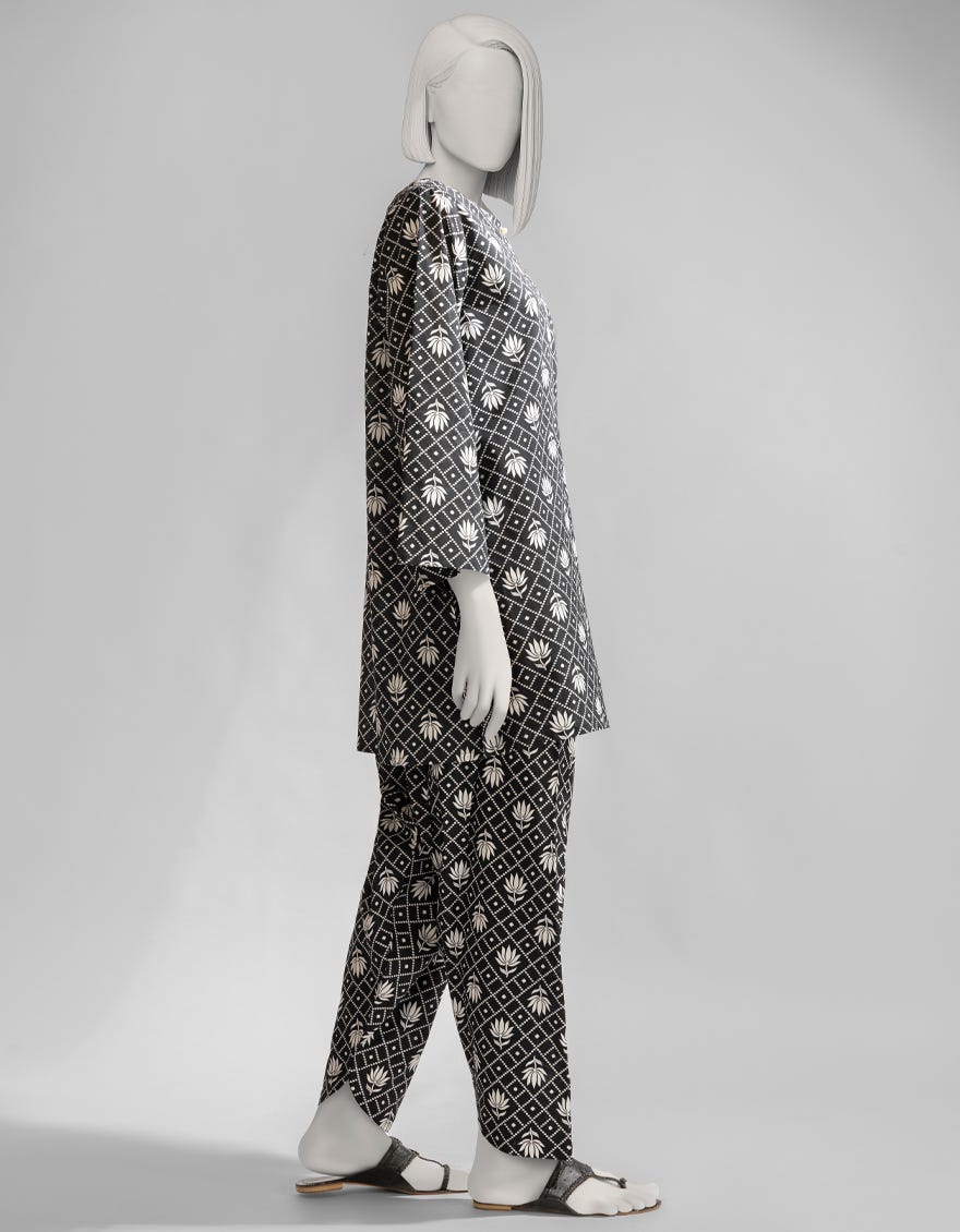 BLACK LAWN PRINTED KURTI