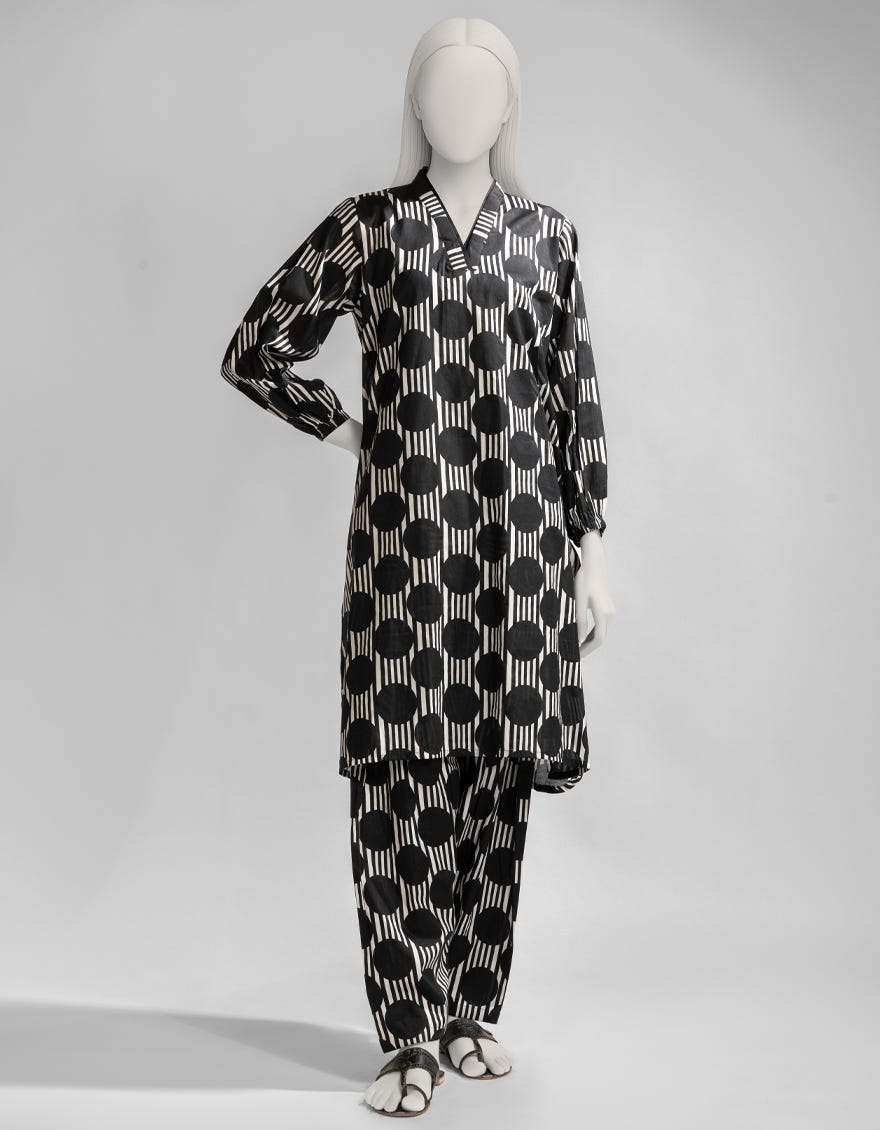 BLACK LAWN PRINTED KURTI