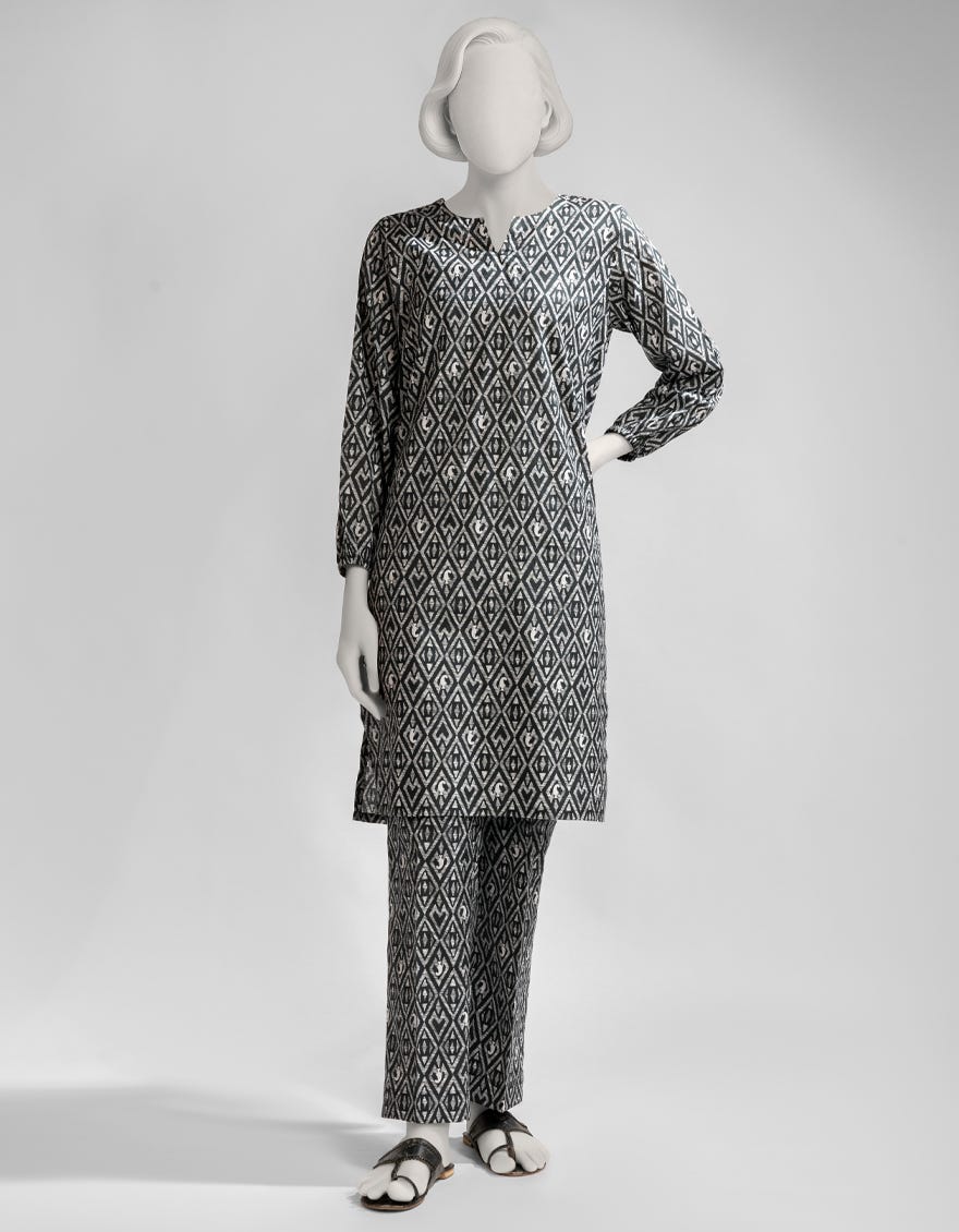 BLACK LAWN PRINTED KURTI