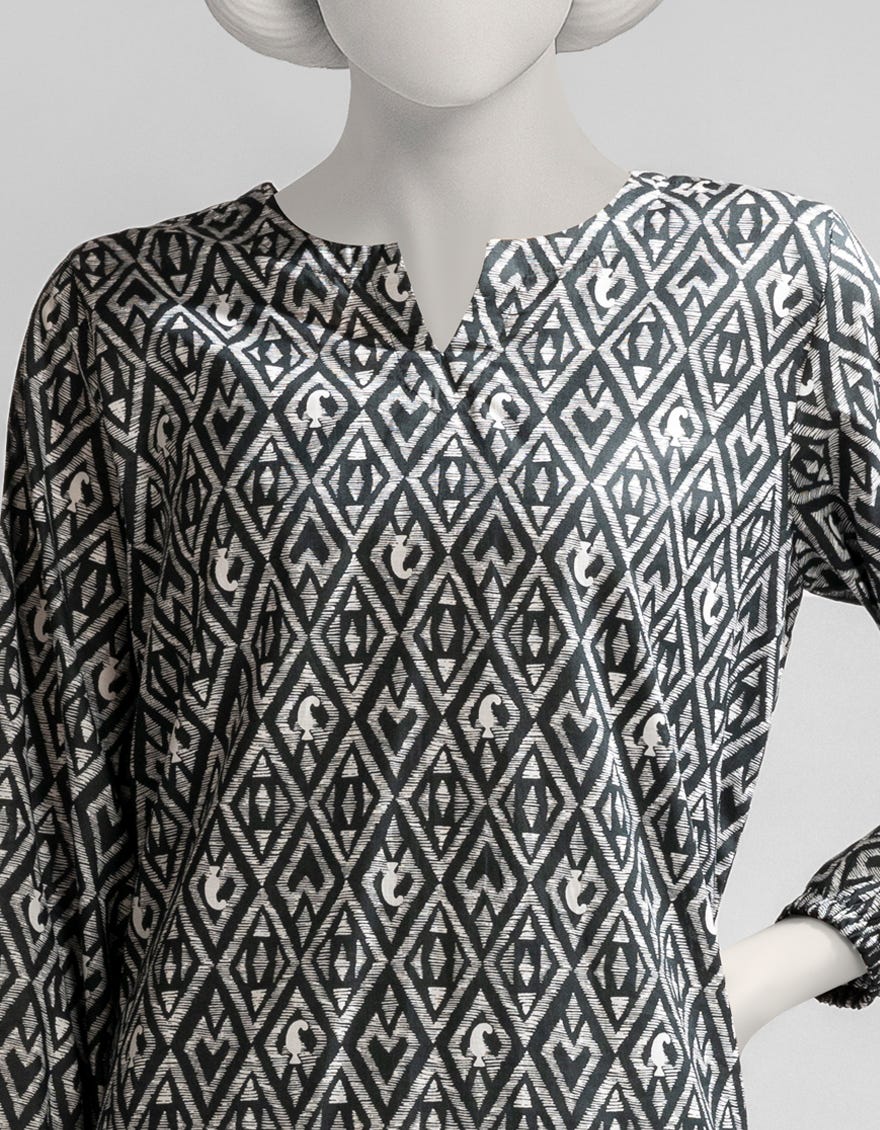 BLACK LAWN PRINTED KURTI