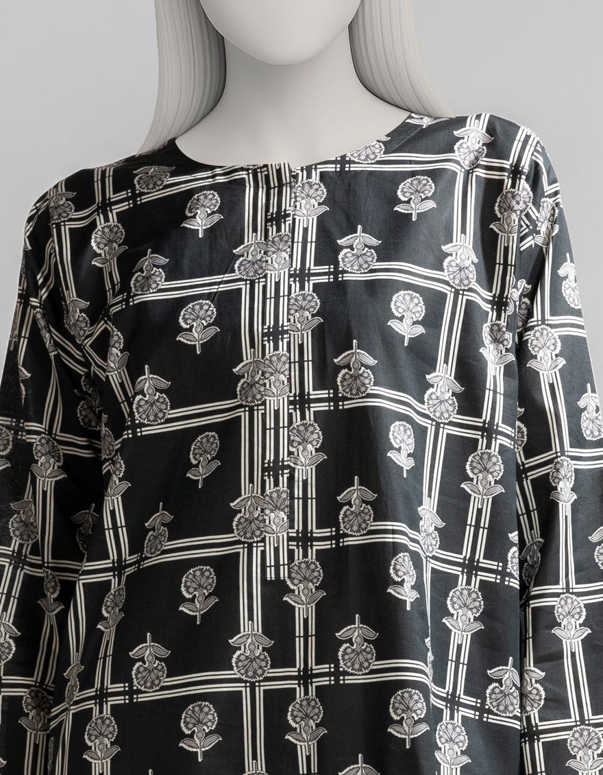 BLACK LAWN PRINTED KURTI