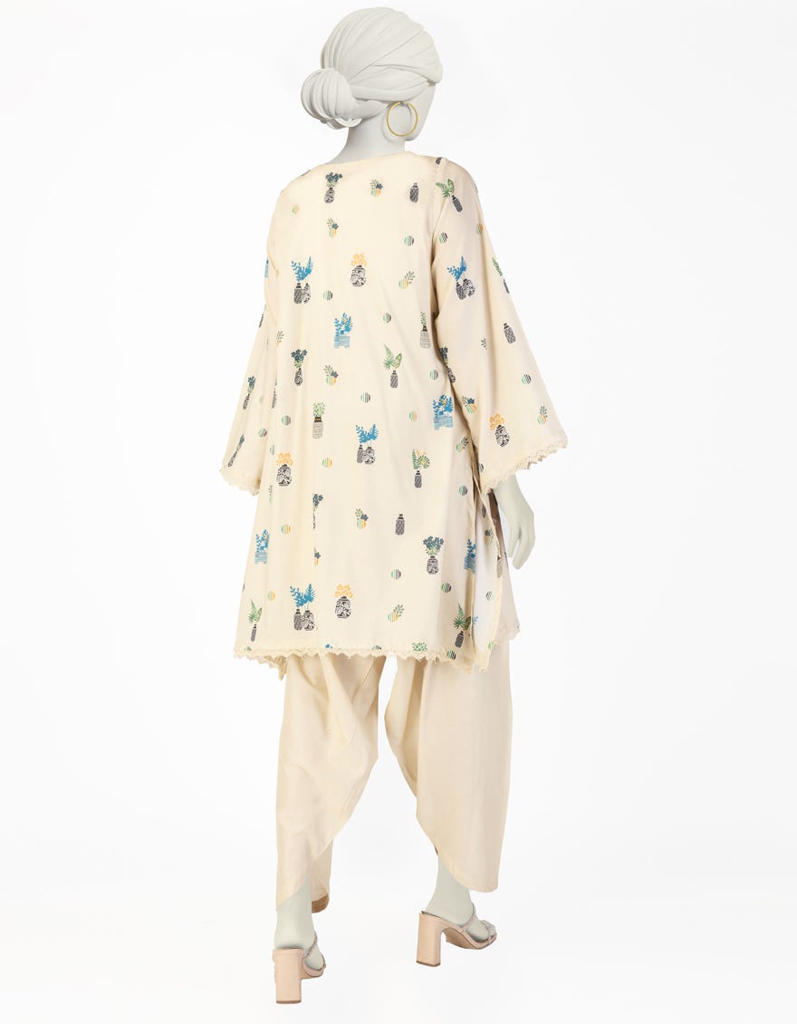 BEIGE LAWN PRINTED 2PC STITCHED