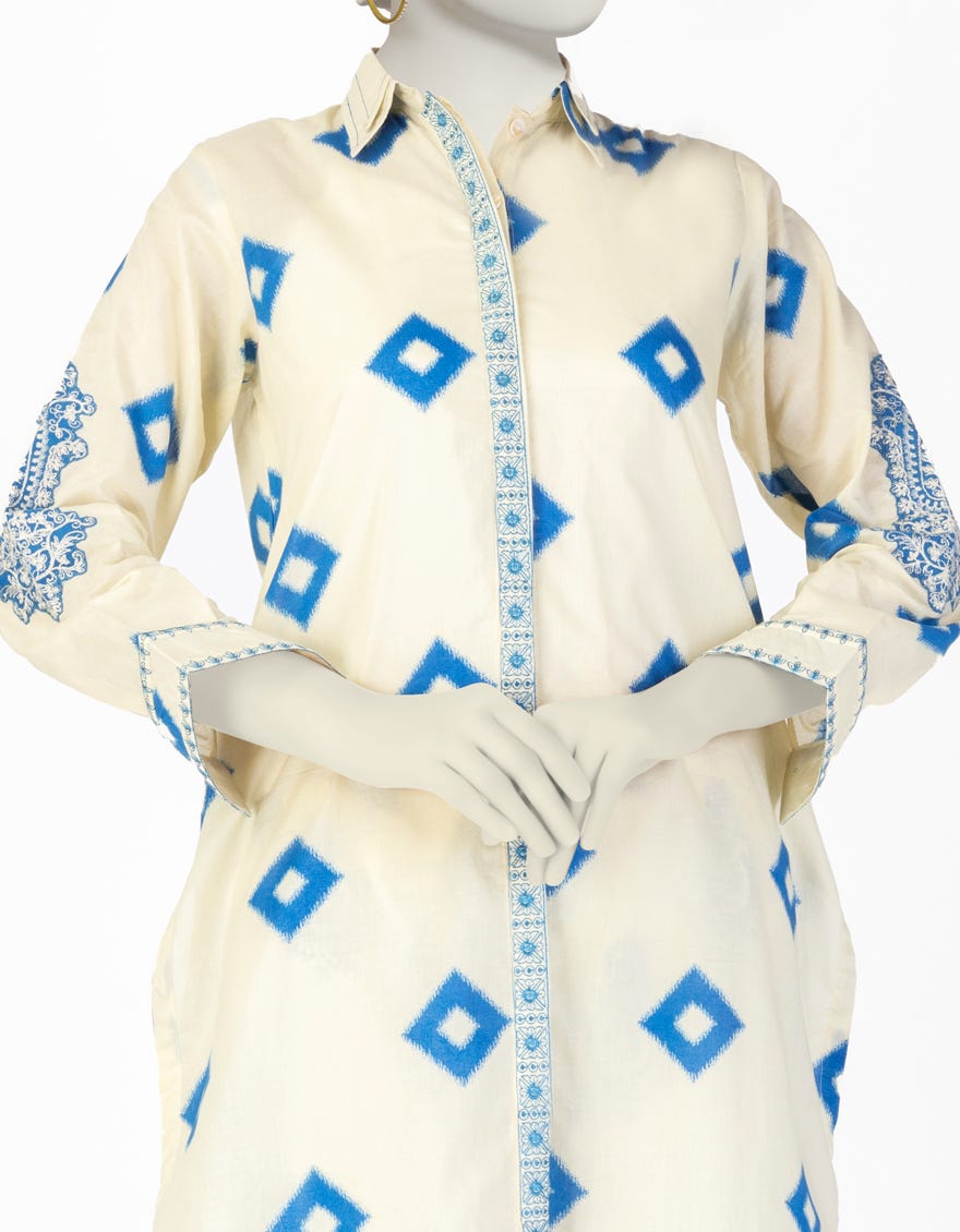 CREAM LAWN EMBROIDERED 2PC STITCHED