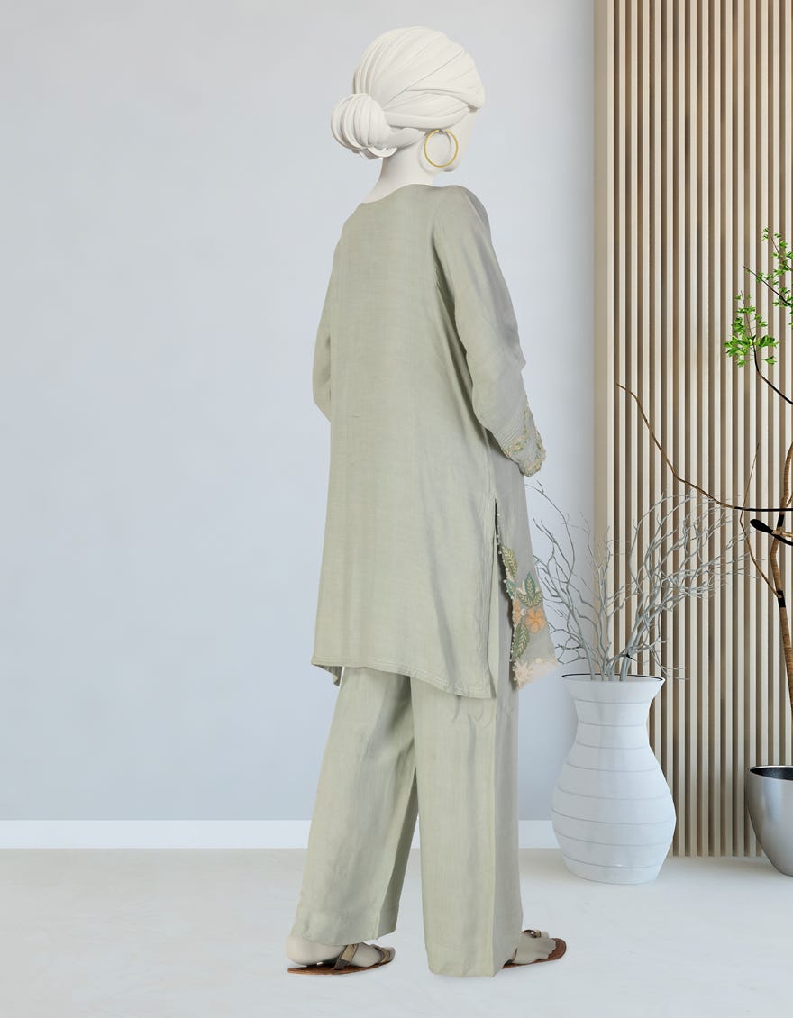 GREEN MAPLE SILK EMBROIDERED 2PC STITCHED