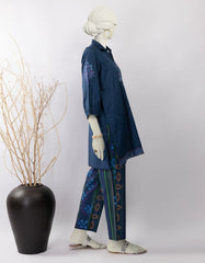 BLUE DOBBY EMBROIDERED 2PC STITCHED