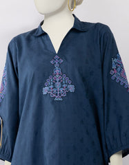 BLUE DOBBY EMBROIDERED 2PC STITCHED