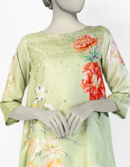 GREEN SILK EMBROIDERED 2PC STITCHED