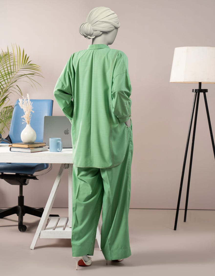 GREEN SLUB DYED 2PC STITCHED | JLAWN-S-JST-25-2095