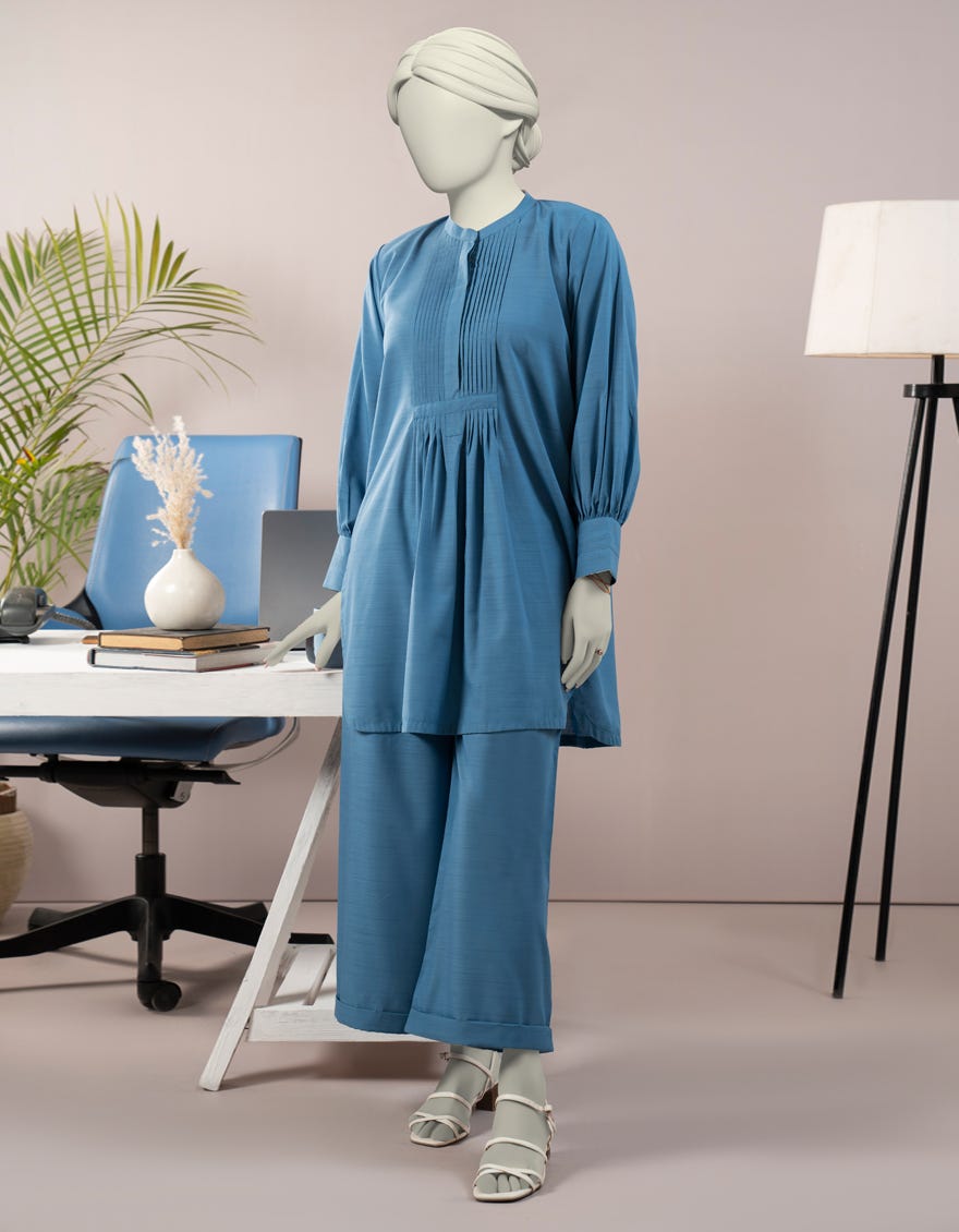 BLUE SLUB DYED 2PC STITCHED | JLAWN-S-JST-25-2096