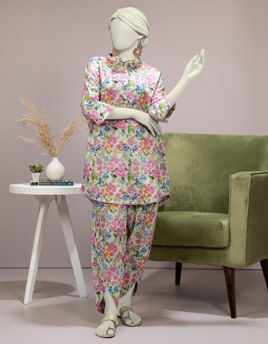 GREEN LAWN DIGITAL PRINTED 2PC STITCHED | JLAWN-S-JST-25-2100