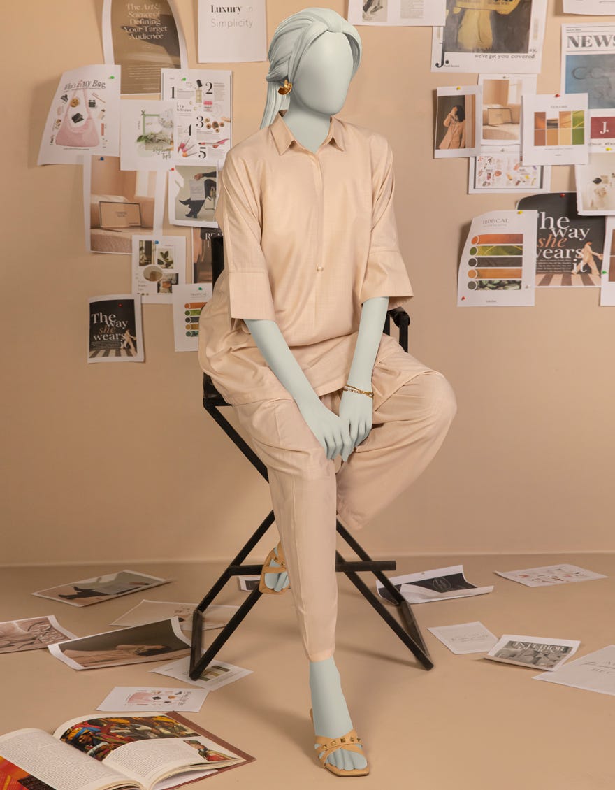 BEIGE SLUB DYED 2PC STITCHED | JLAWN-S-JST-25-2111