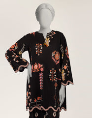 BLACK LAWN EMBROIDERED STITCHED 2PC