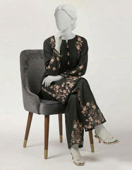 BLACK DOBBY EMBROIDERED CO-ORD SET