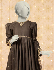 BLACK DOBBY EMBROIDERED 3PC STITCHED