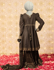 BLACK DOBBY EMBROIDERED 3PC STITCHED