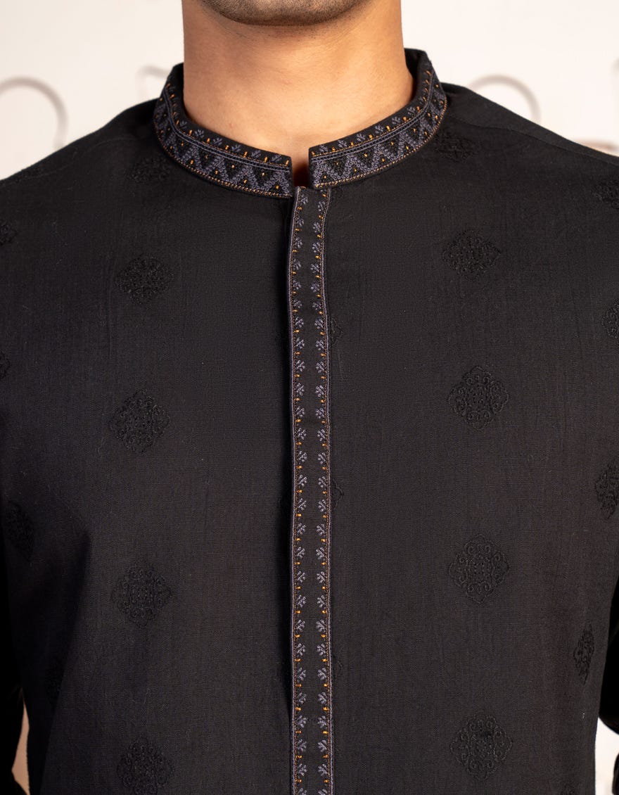 BLACK COTTON KURTA