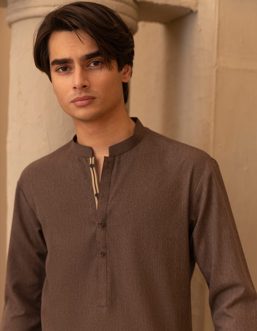 BROWN BLENDED KURTA