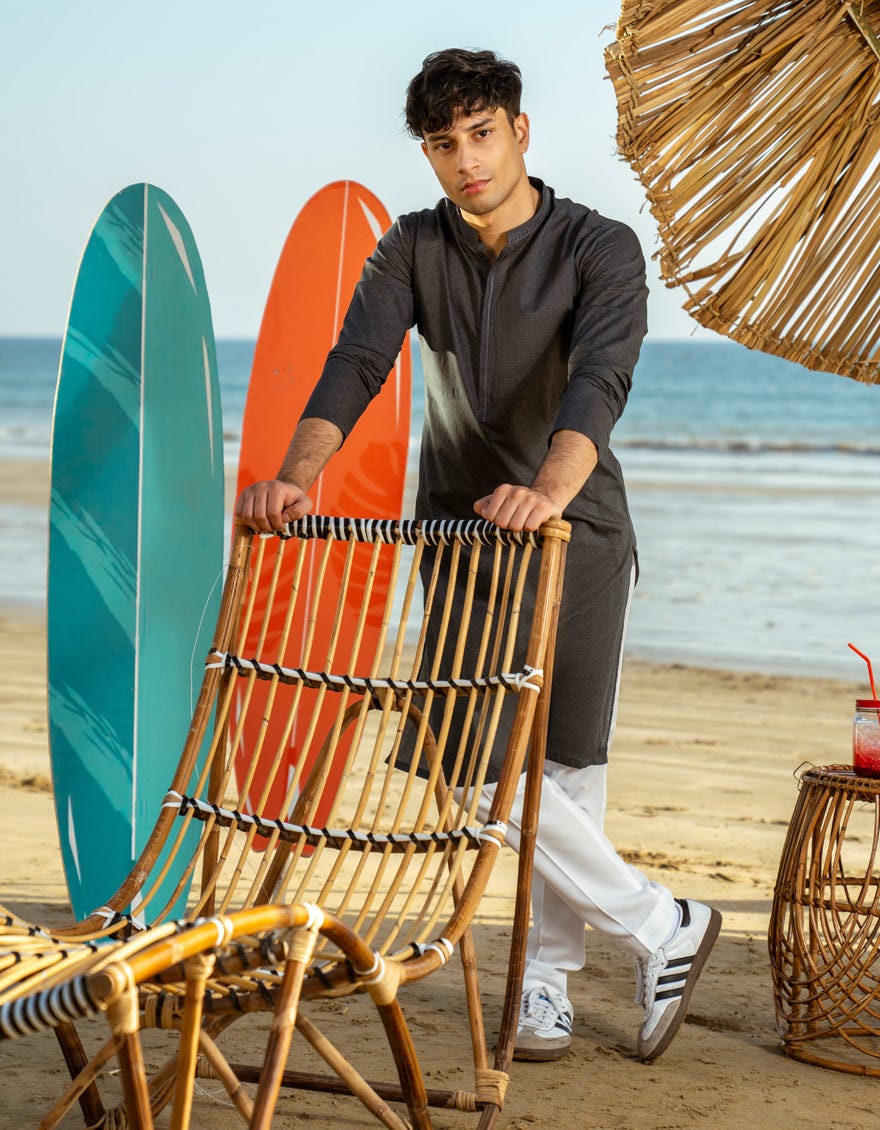 DARK GREY COTTON KURTA