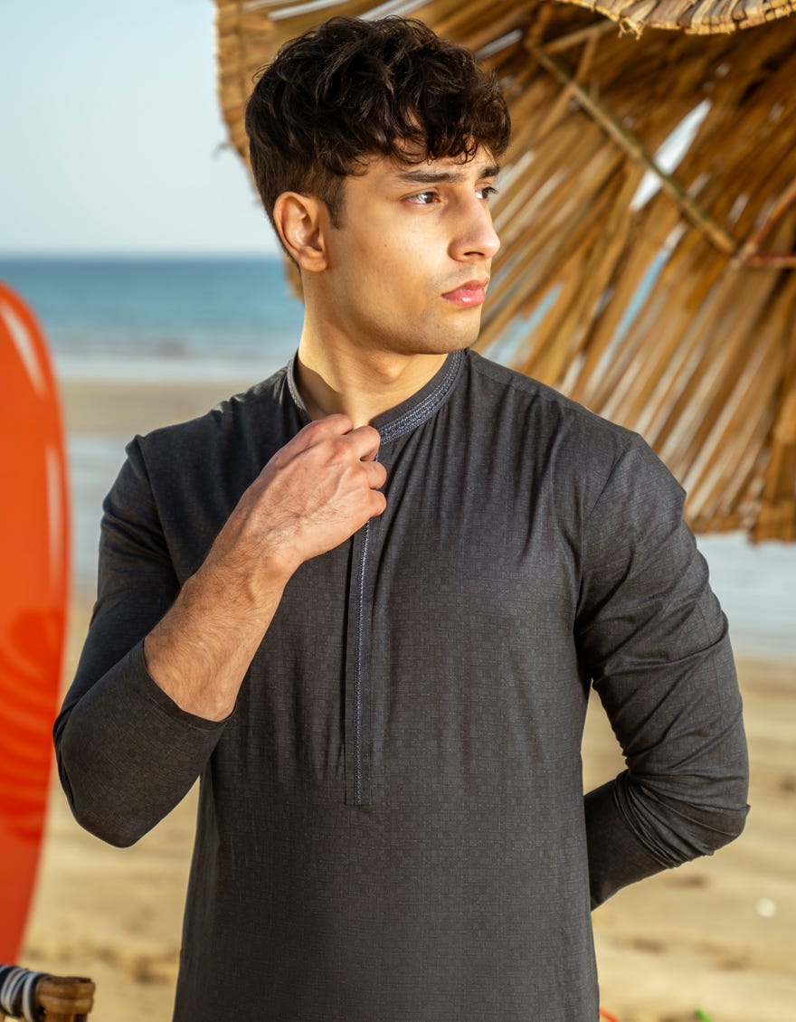 DARK GREY COTTON KURTA