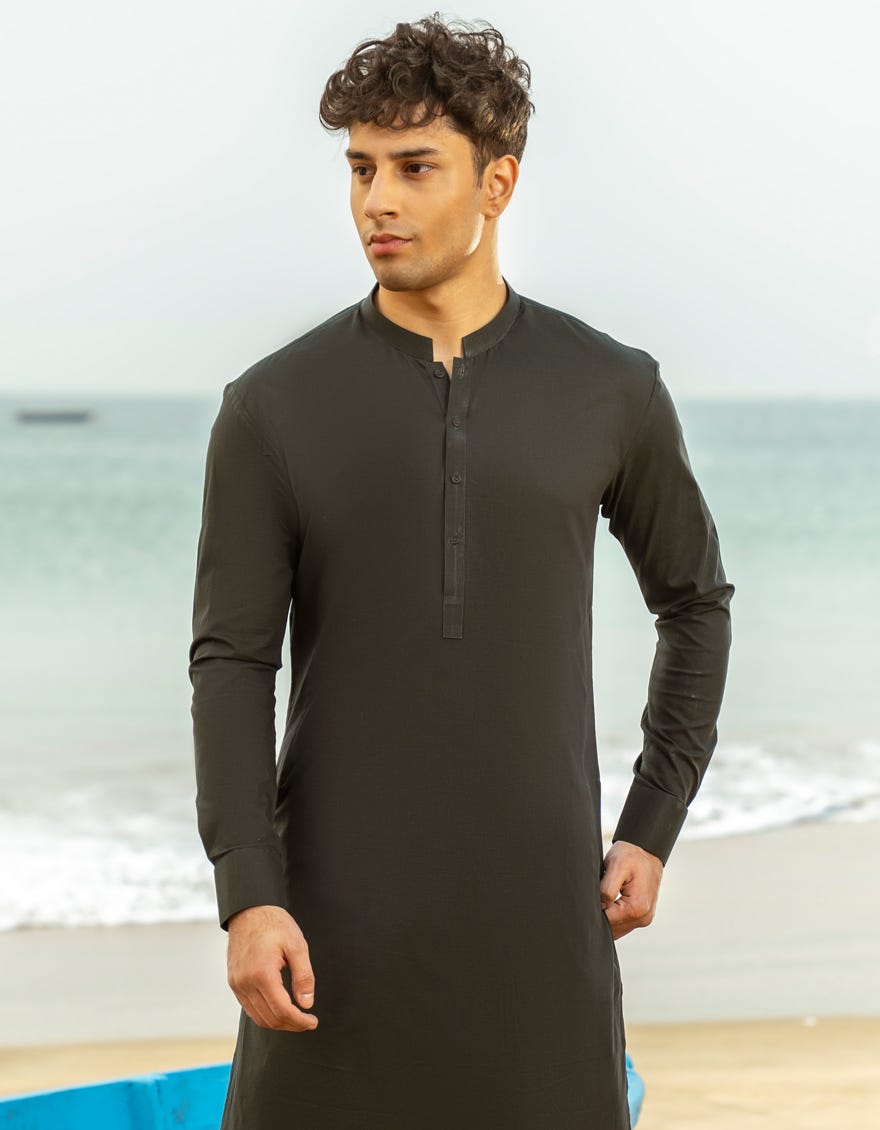 FOREST GREEN COTTON CASUAL KURTA TROUSERS