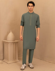 GREEN BLENDED SEMI-FORMAL KURTA TROUSER