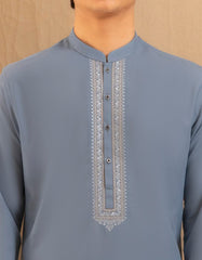 DULL BLUE BLENDED FORMAL KAMEEZ SHALWAR