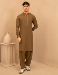 MEHNDI GREEN BLENDED FORMAL KAMEEZ SHALWAR