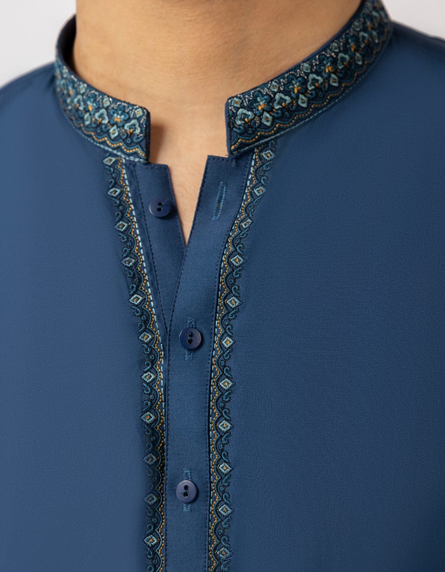 BLUE SEMI-FORMAL KAMEEZ SHALWAR