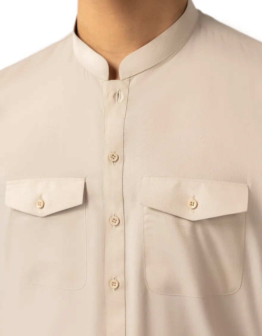 CREAM SEMI-FORMAL KAMEEZ SHALWAR
