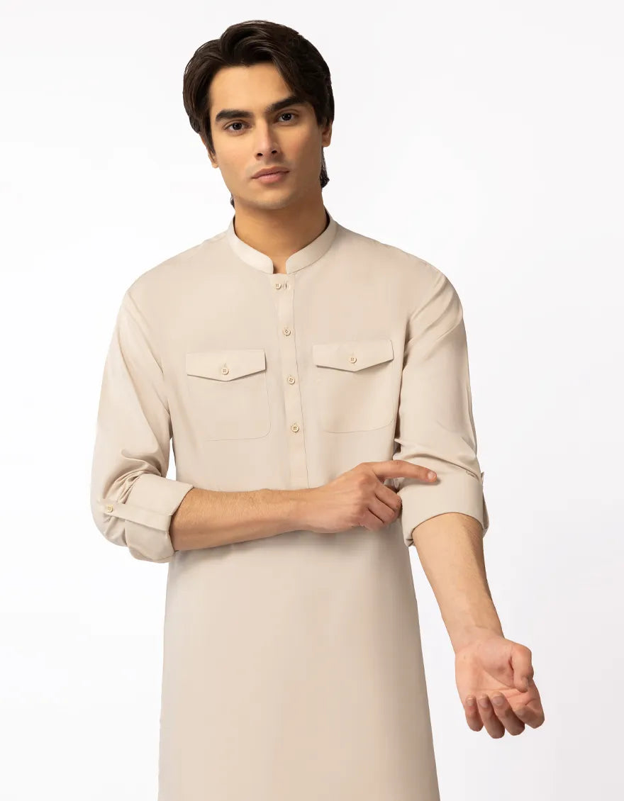 CREAM SEMI-FORMAL KAMEEZ SHALWAR