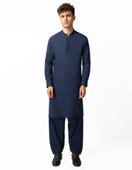 NAVY BLUE COTTON SEMI-FORMAL KAMEEZ SHALWAR