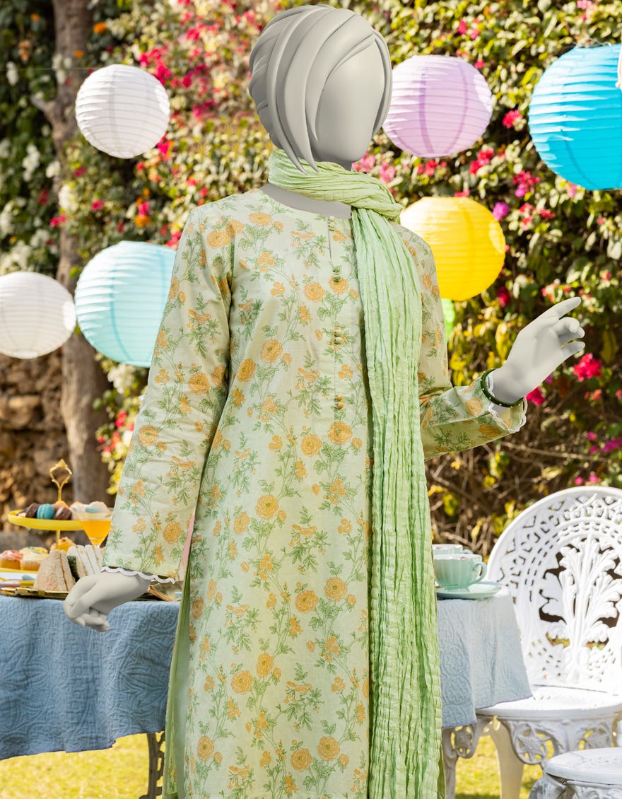 GREEN LAWN PRINTED 3PC | JGK-S-JTP-25-603