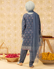BLUE LAWN PASTE PRINTED 3PC STITCHED