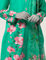 GREEN DOBBY DIGITAL PRINTED STITCHED 3PC