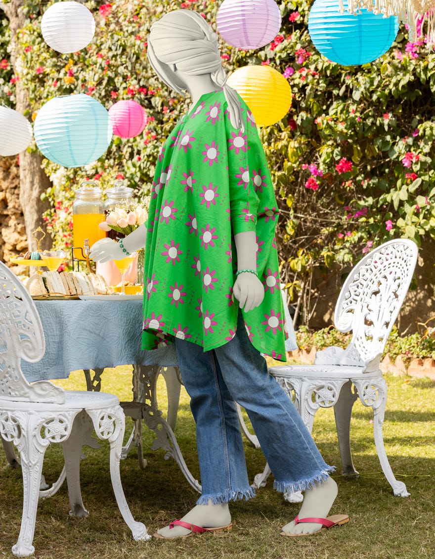 GREEN LAWN PRINTED KURTI | JYGK-S-JTS-25-4008