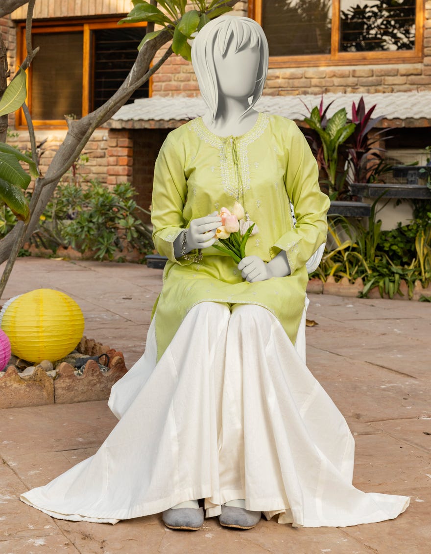 GREEN LAWN EMBROIDERED KURTI | JYGK-S-JTS-25-4011