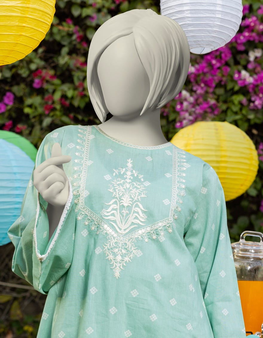 GREEN LAWN EMBROIDERED KURTI | JYGK-S-JTS-25-4016