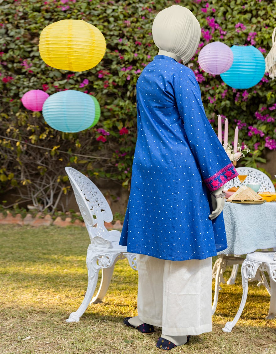 BLUE LAWN EMBROIDERED KURTI | JYGK-S-JTS-25-4019